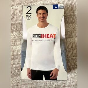 32 Degrees Men's White Long Sleeve Crew Neck Tee pack of 2 NWT
